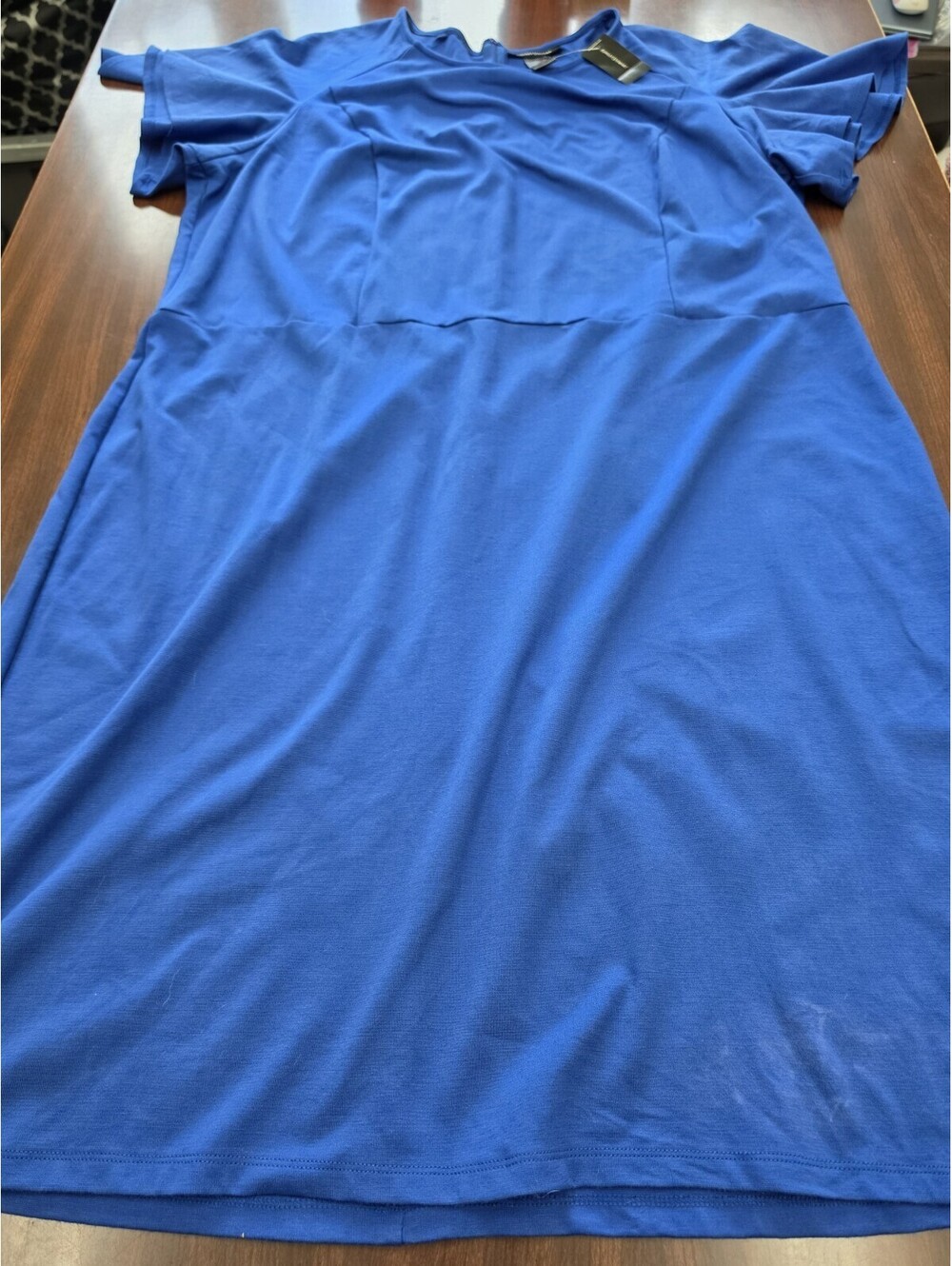 NWT Ashley Stewart Blue Flutter Sleeve Shift Dress Plus Size 26 Career Party